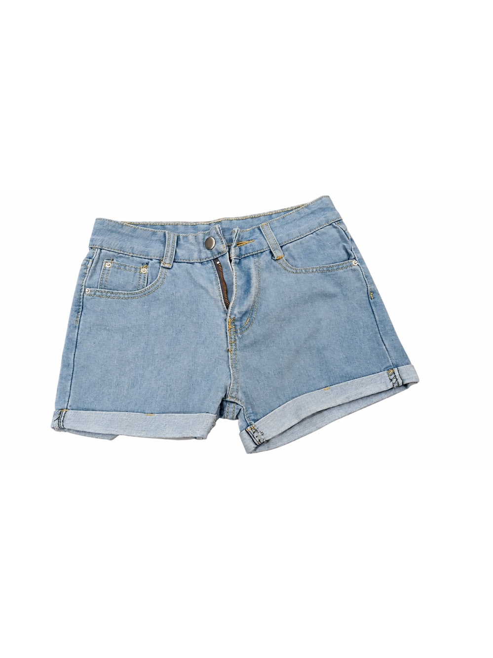Light Wash Denim Shorts Women Size S Cuffed Rolled Hem DIY Jean Fashion Project